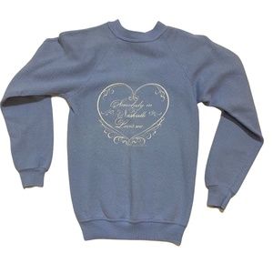 Vintage 80s Nashville H. Wolf And Sons Sky Blue Pullover Sweatshirt Kids Small